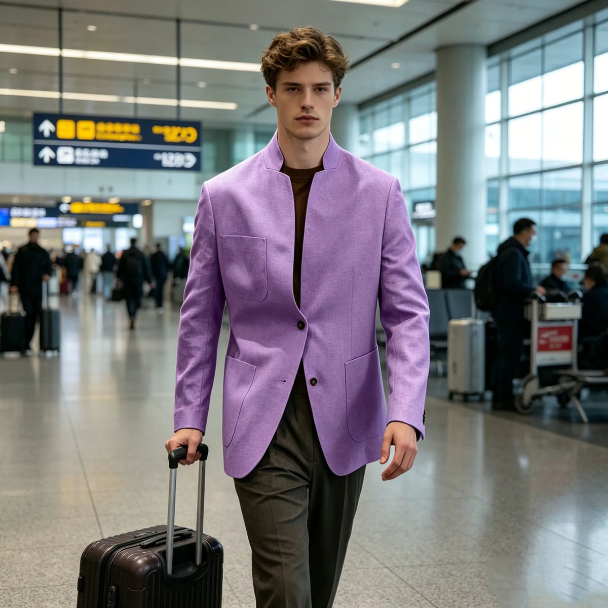 Blazer Lin Homme Col Mandarin – CLEVI Paris