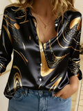 Chemise Femme Satinée à Motif Abstrait Doré – CLEVI Paris
