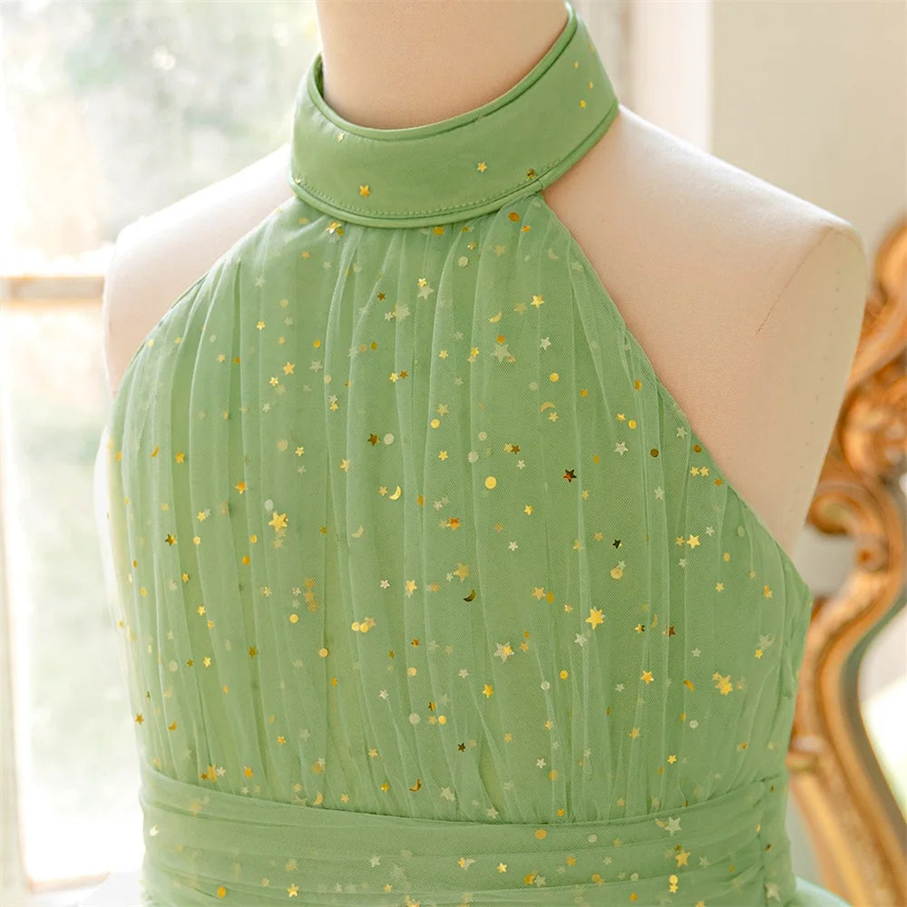 Robe fille de fête vert avocat ALP689 – CLEVI Paris