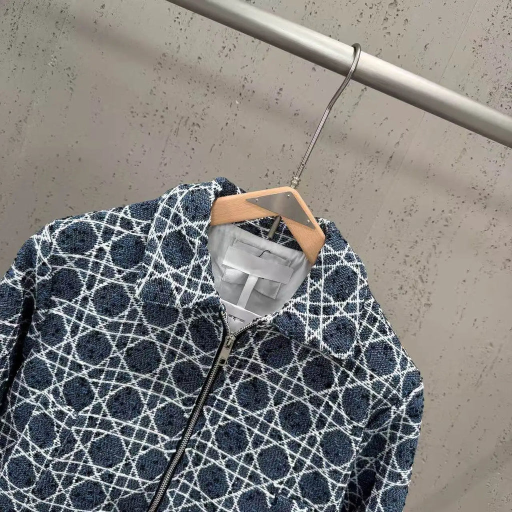 Veste courte femme jacquard géométrique – CLEVI Paris