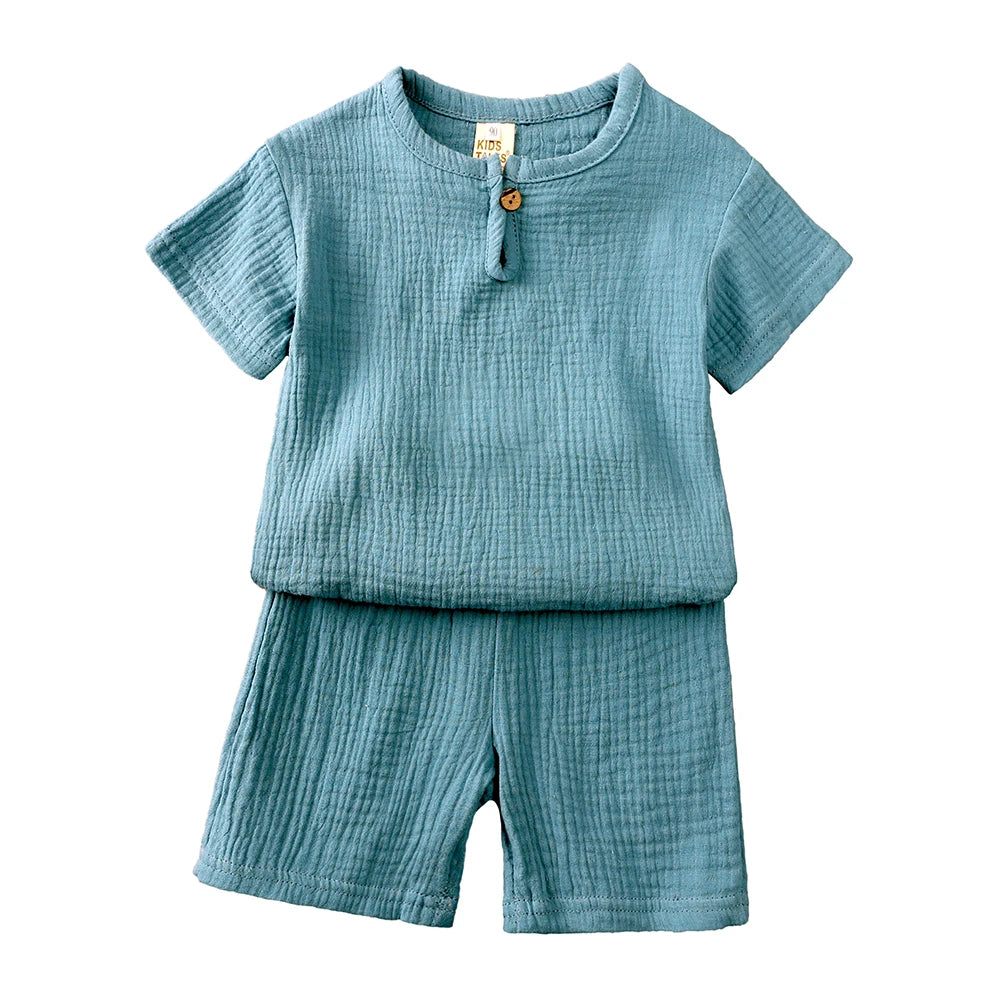 Ensemble enfant coton et lin T-shirt et short – CLEVI Paris