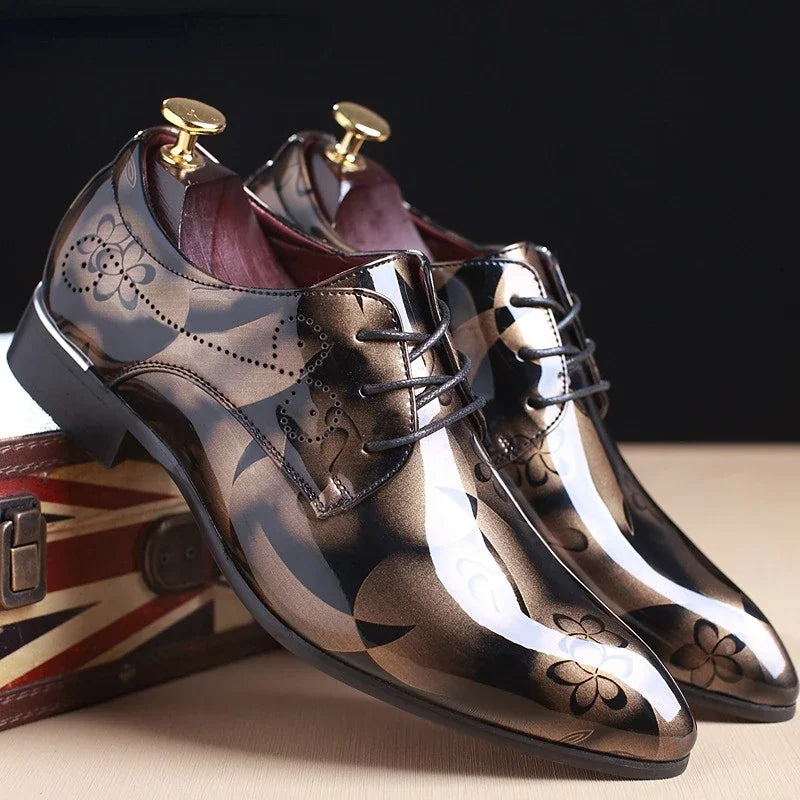 Derbies homme vernies à motif floral – CLEVI Paris