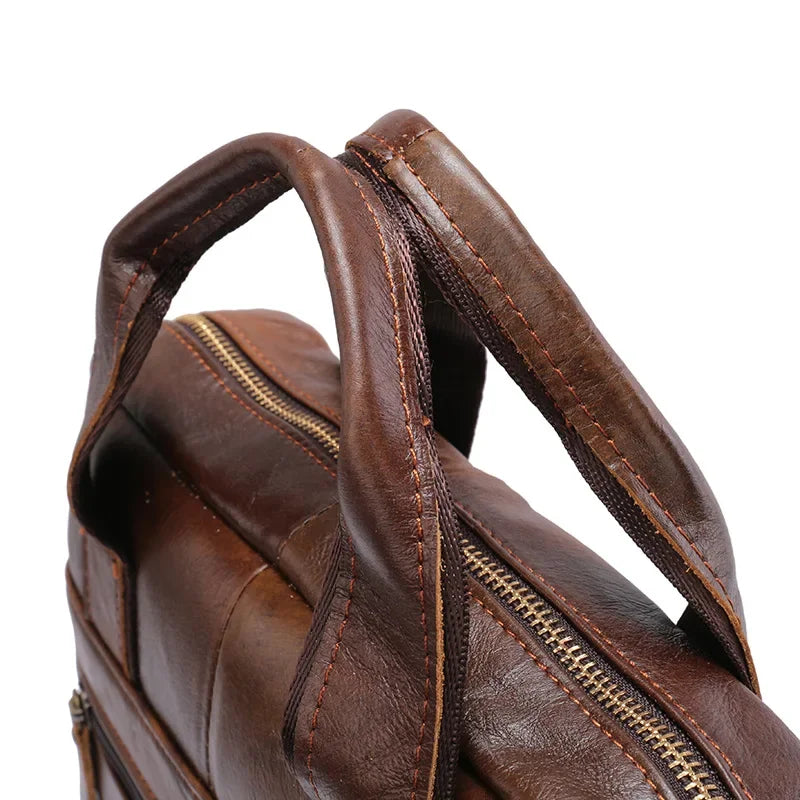 Sacoche Messager Homme Cuir Véritable Vintage 30x26cm – CLEVI Paris