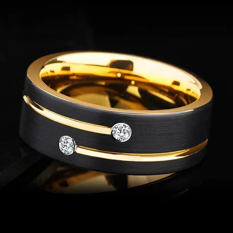 Bague Unisexe Acier Noir et Or, Gravure – CLEVI Paris