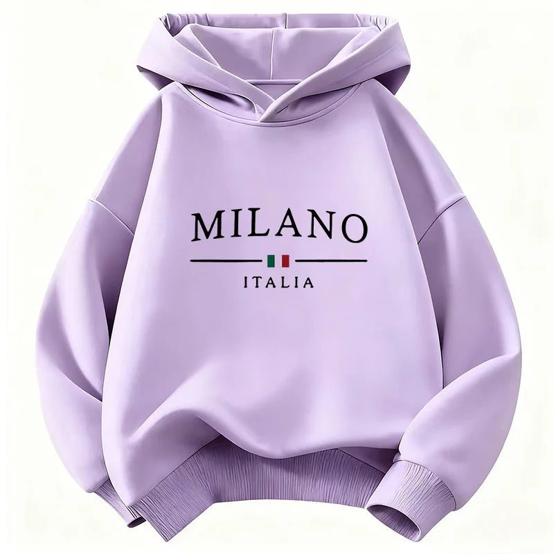 Sweat enfant à capuche imprimé Milano – CLEVI Paris