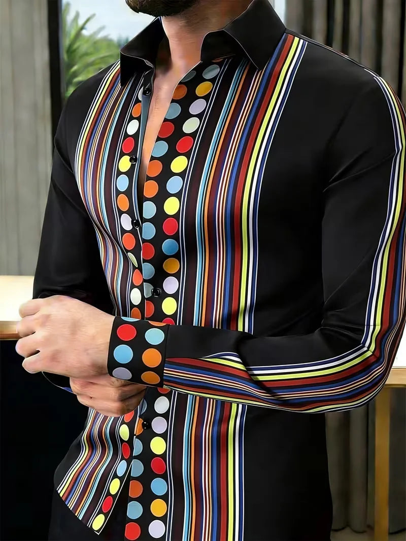 Chemise Homme Géométrique à Détail Doré – CLEVI Paris