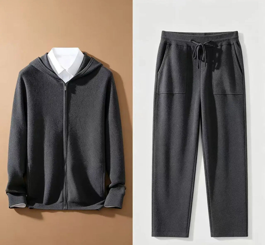Ensemble homme en maille à capuche zippé – CLEVI Paris