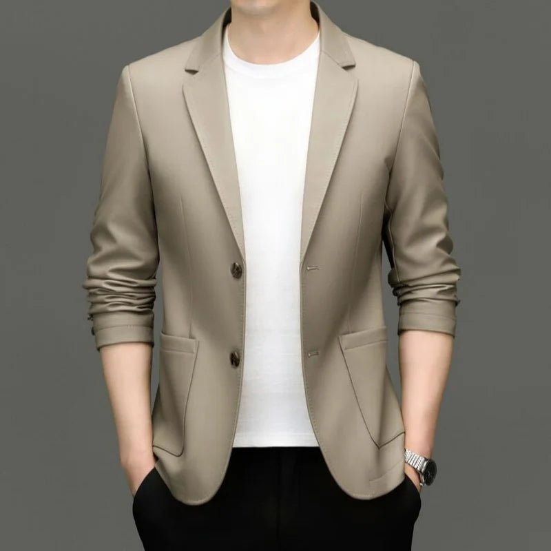 Veste homme en cuir de mouton à boutons – CLEVI Paris