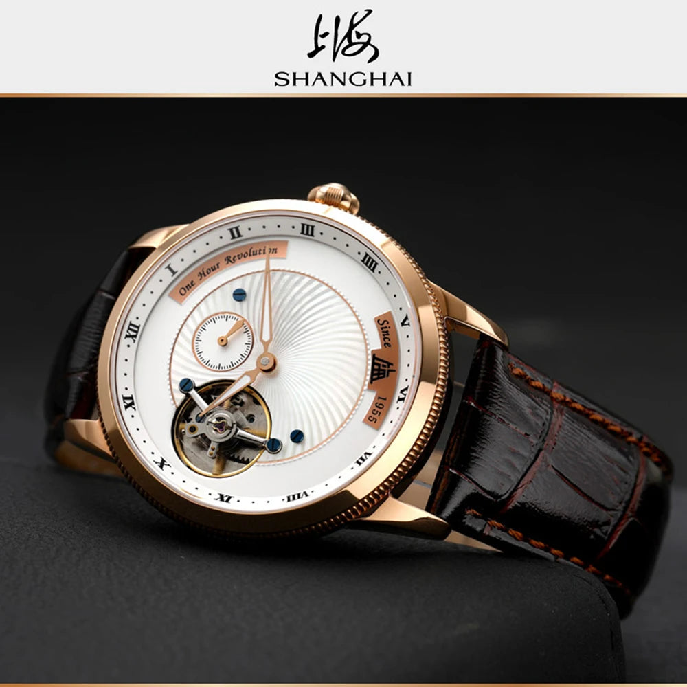 Montre Homme Manuel Carrousel Ciel Étoilé Chiffres Romains Lumineux Shanghai Watch S2000 – CLEVI Paris