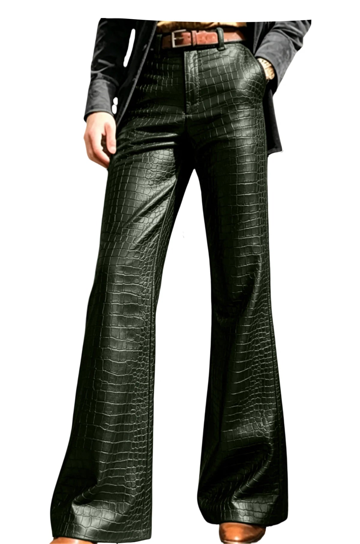 Pantalon évasé effet crocodile homme – CLEVI Paris