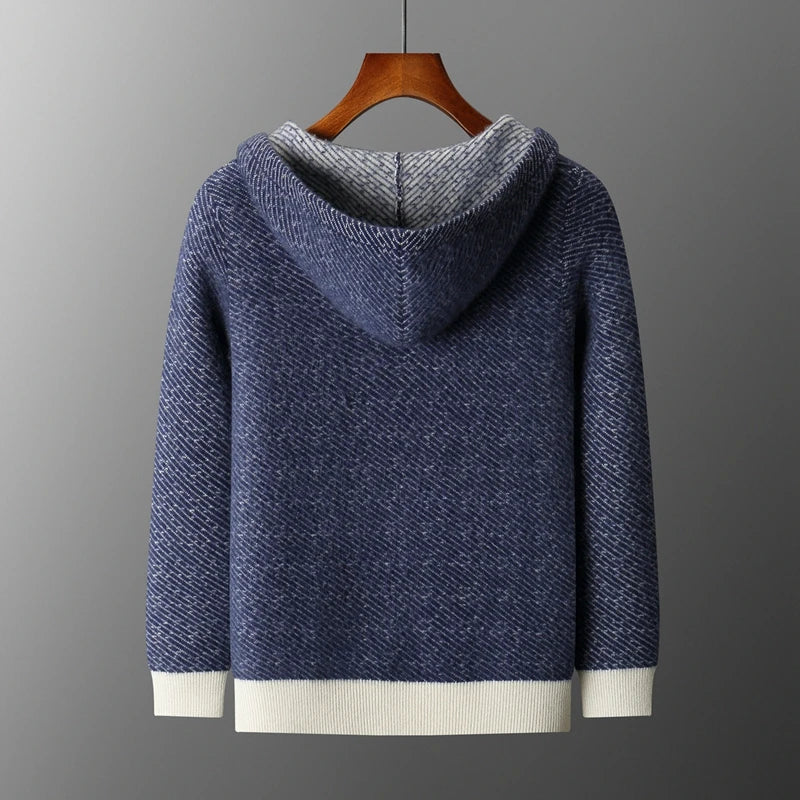 Cardigan Homme Laine Mérinos Zippé à Capuche – CLEVI Paris