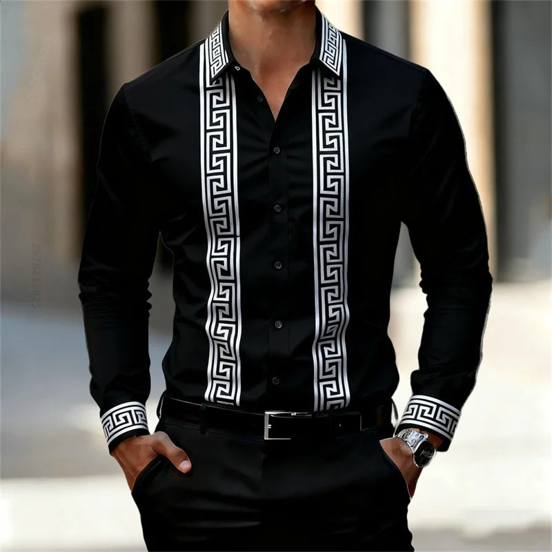 Chemise Géométrique Manches Longues Homme – CLEVI Paris