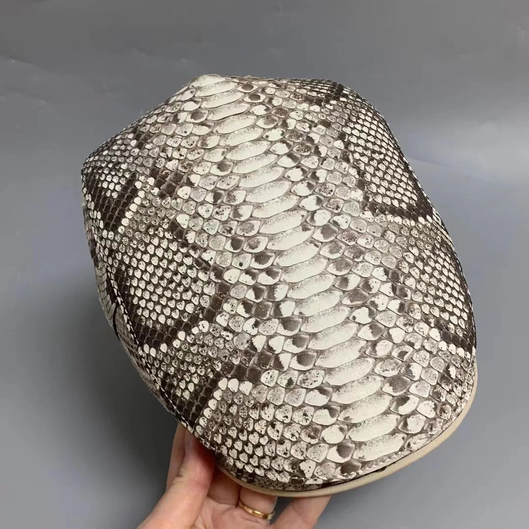 Casquette Gatsby Cuir Serpent Gris Homme – CLEVI Paris