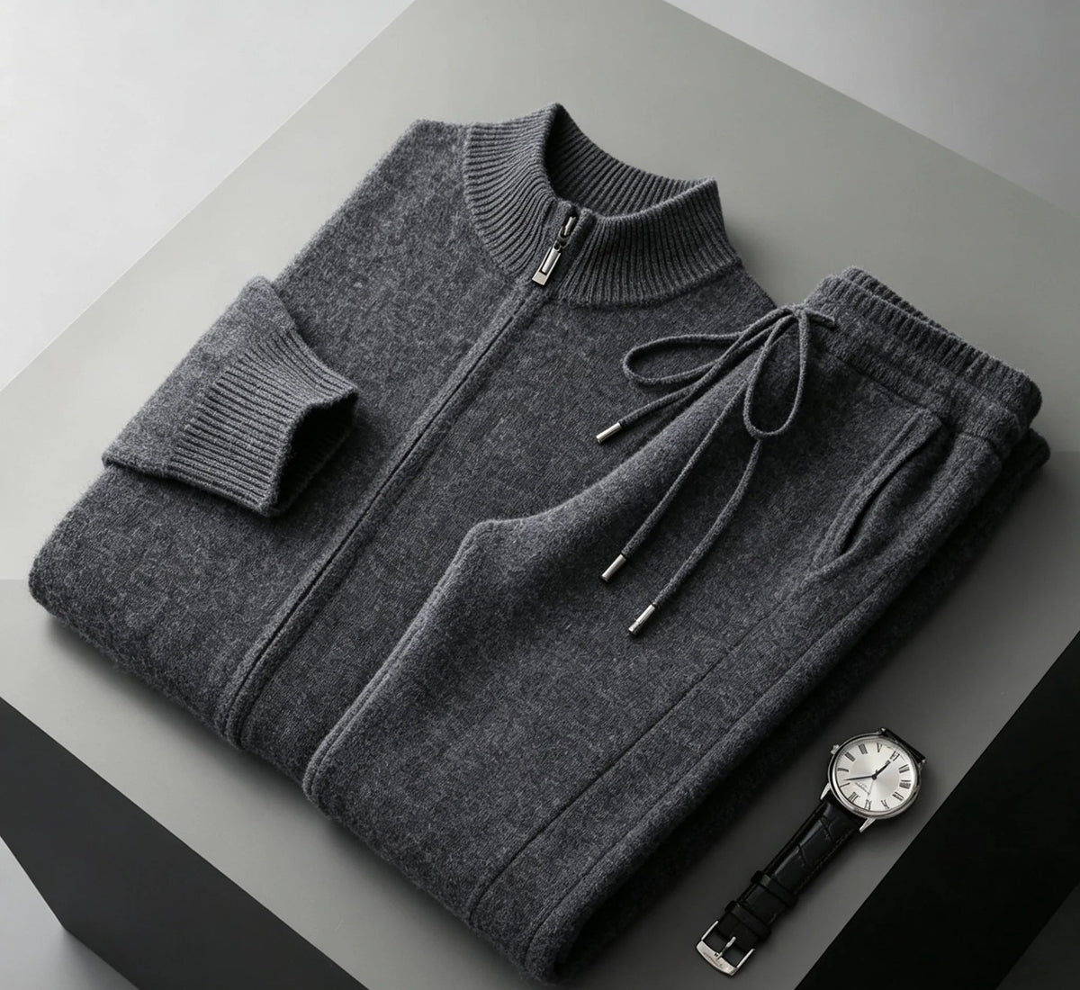 Ensemble homme laine mérinos col montant – CLEVI Paris