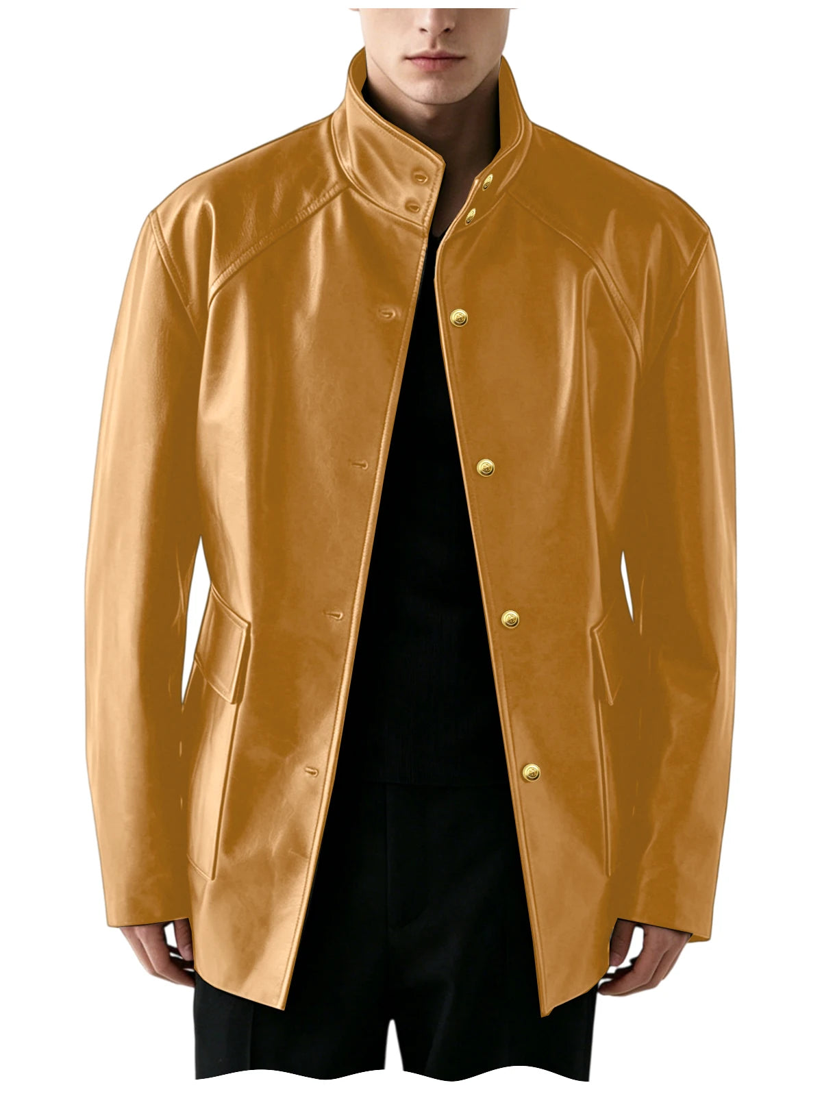 Veste Simili Cuir Homme Col Montant – CLEVI Paris