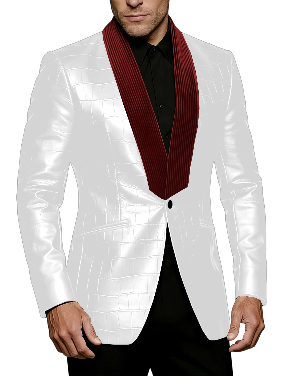Blazer homme effet crocodile, col contrasté – CLEVI Paris