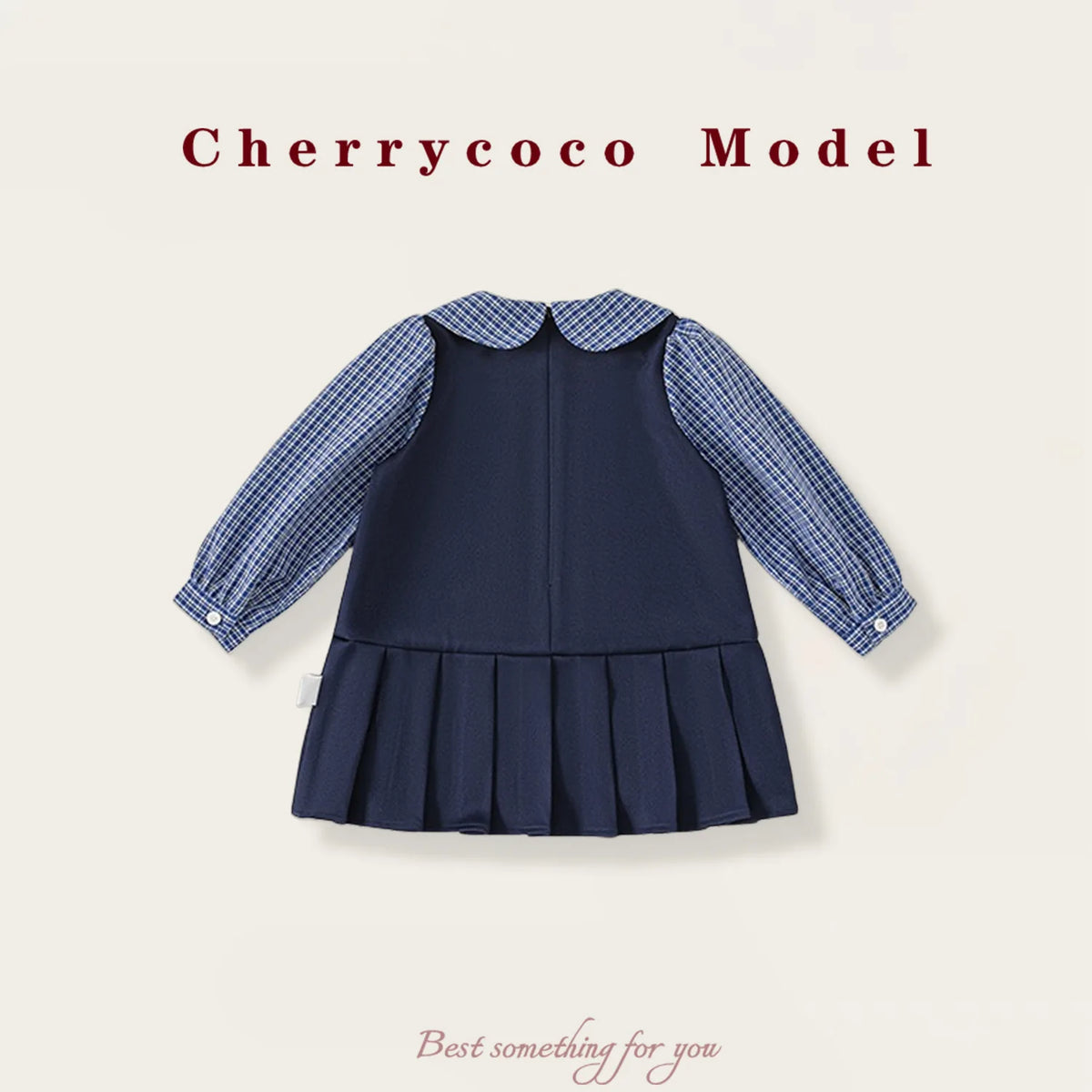 Robe fille bleu foncé à col Claudine – CLEVI Paris