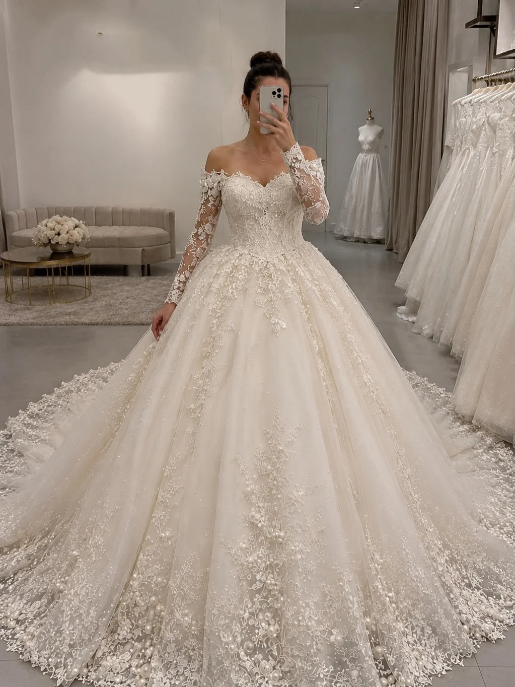 Robe de mariée princesse épaules nues – CLEVI Paris