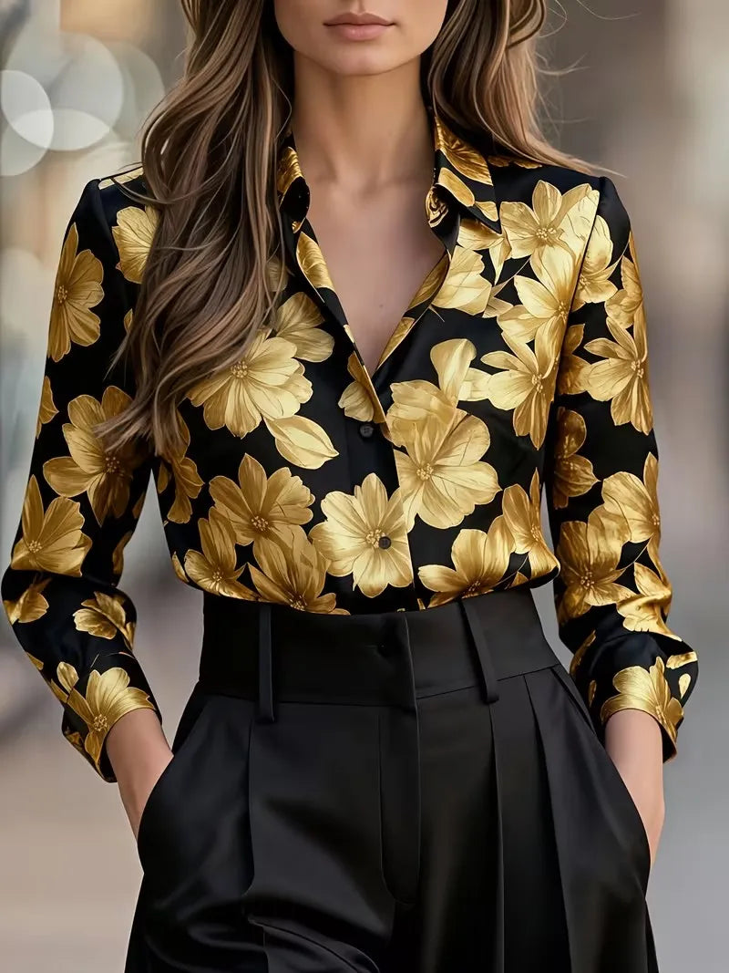 Chemise Femme Satinée Dégradée Imprimée 3D – CLEVI Paris