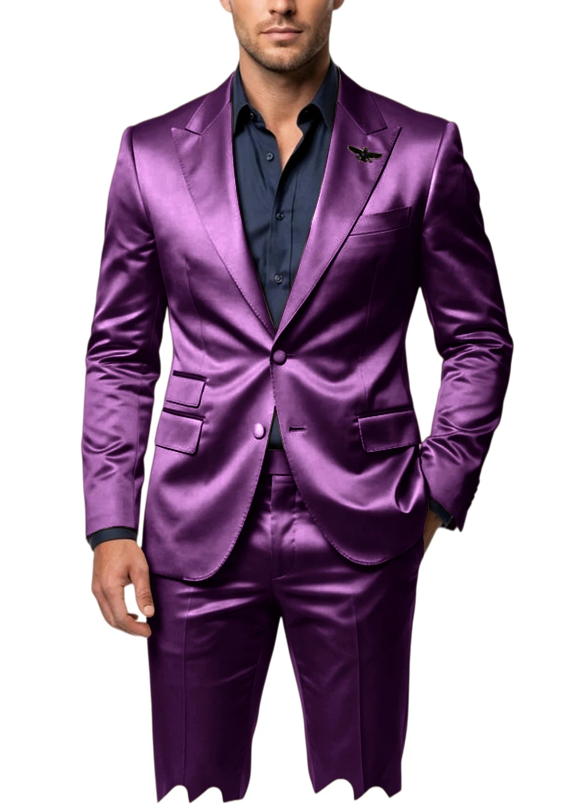 Costume homme 2 pièces en satin – CLEVI Paris