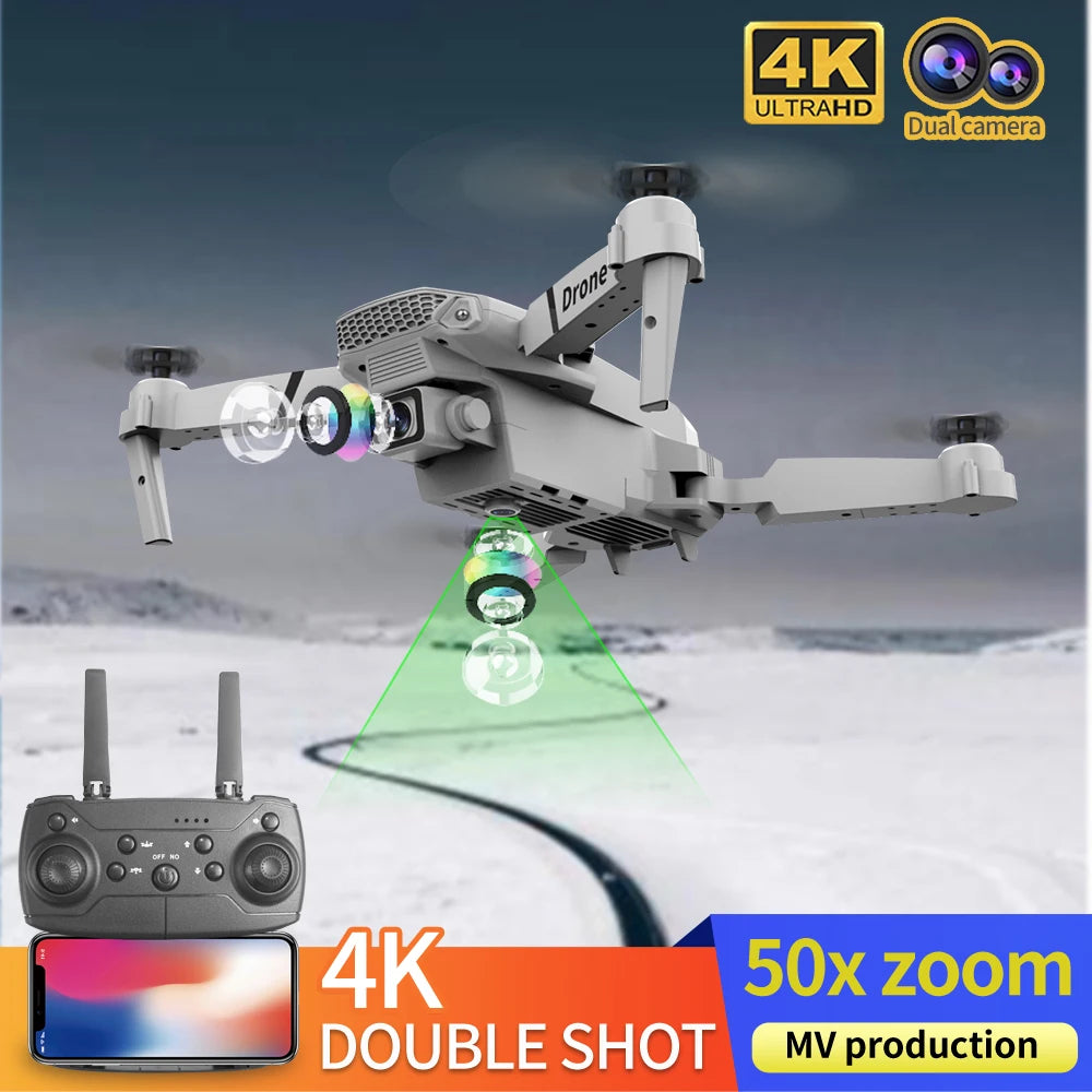 Mini Drone E88 GPS 4K – Caméra Réglable 180°, Évitement d'Obstacles, Brushless & Suivi Automatique – CLEVI Paris