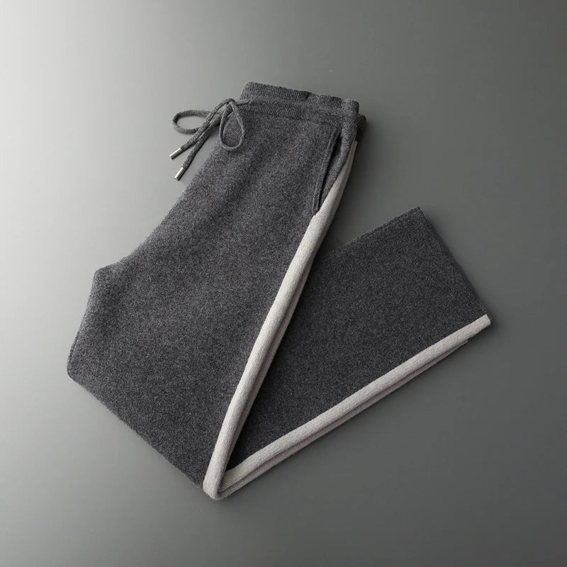 Ensemble Jogging Homme 100% Laine Mérinos MVLYFLRT – Cardigan Zippé + Pantalon Tricot Épais – Gris, S à XXL – CLEVI Paris