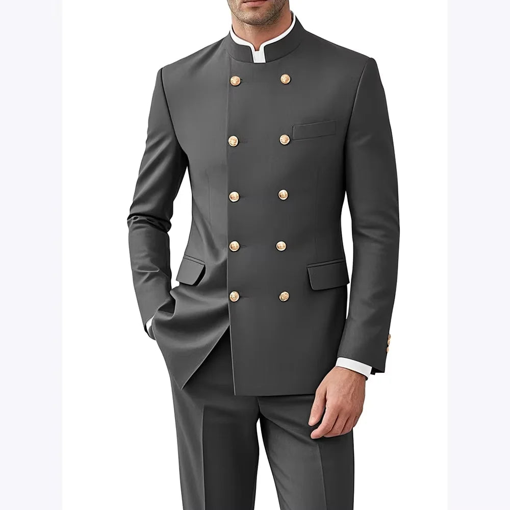 Costume Col Mandarin Homme Croisé – CLEVI Paris