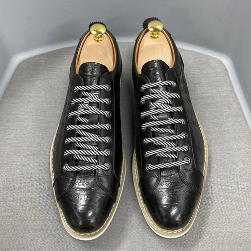 Chaussures Casual Homme Cuir Véritable Imprimé Crocodile Style Européen | Noir & Vert, US 7-12 – CLEVI Paris