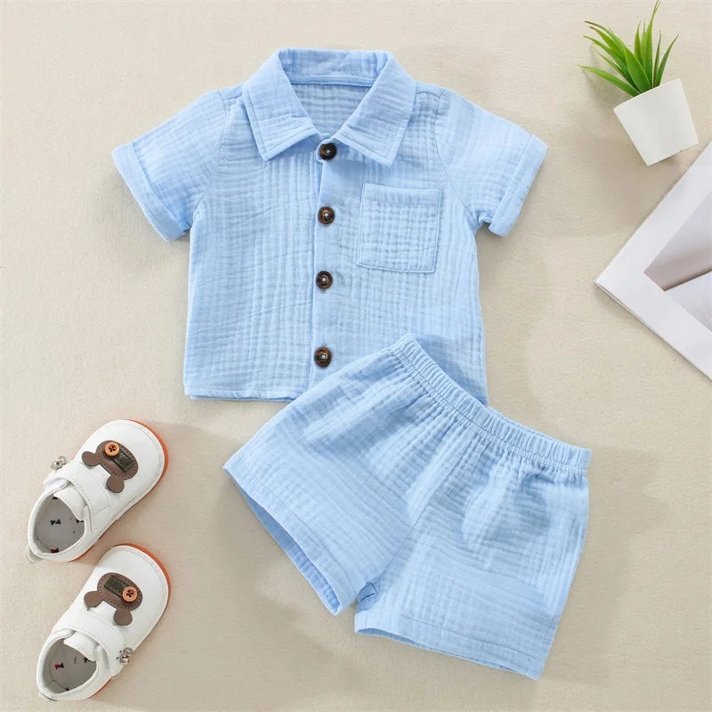 Ensemble bébé haut et short en coton mélangé – CLEVI Paris