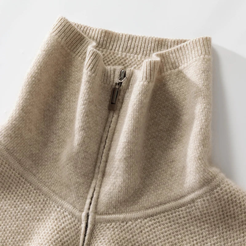 Ensemble homme cachemire col haut zippé – CLEVI Paris