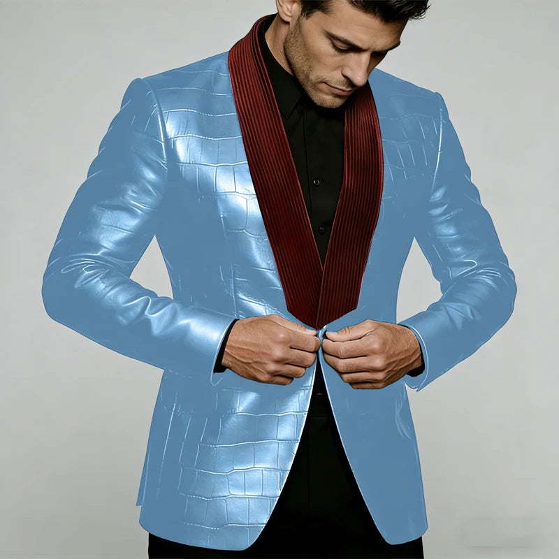 Blazer homme effet crocodile, col contrasté – CLEVI Paris