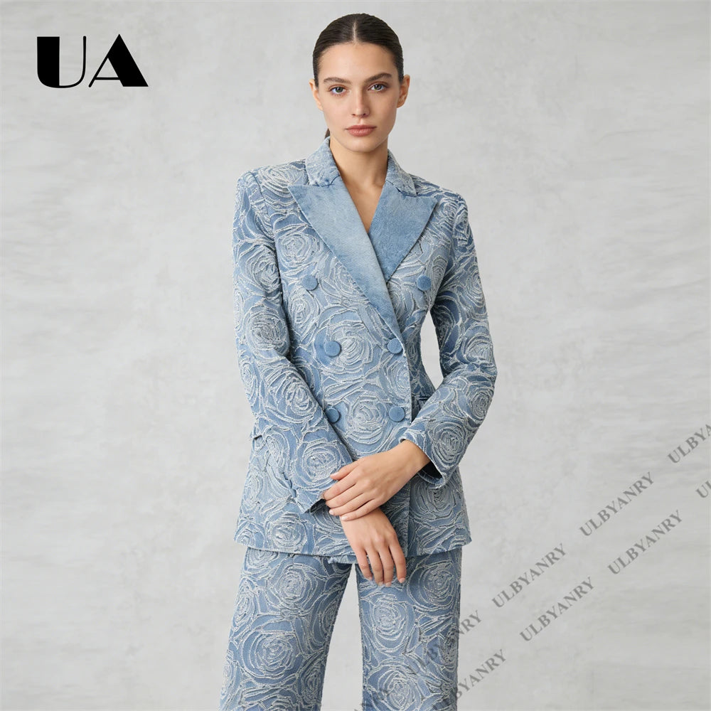 Blazer jacquard femme double boutonnage – CLEVI Paris