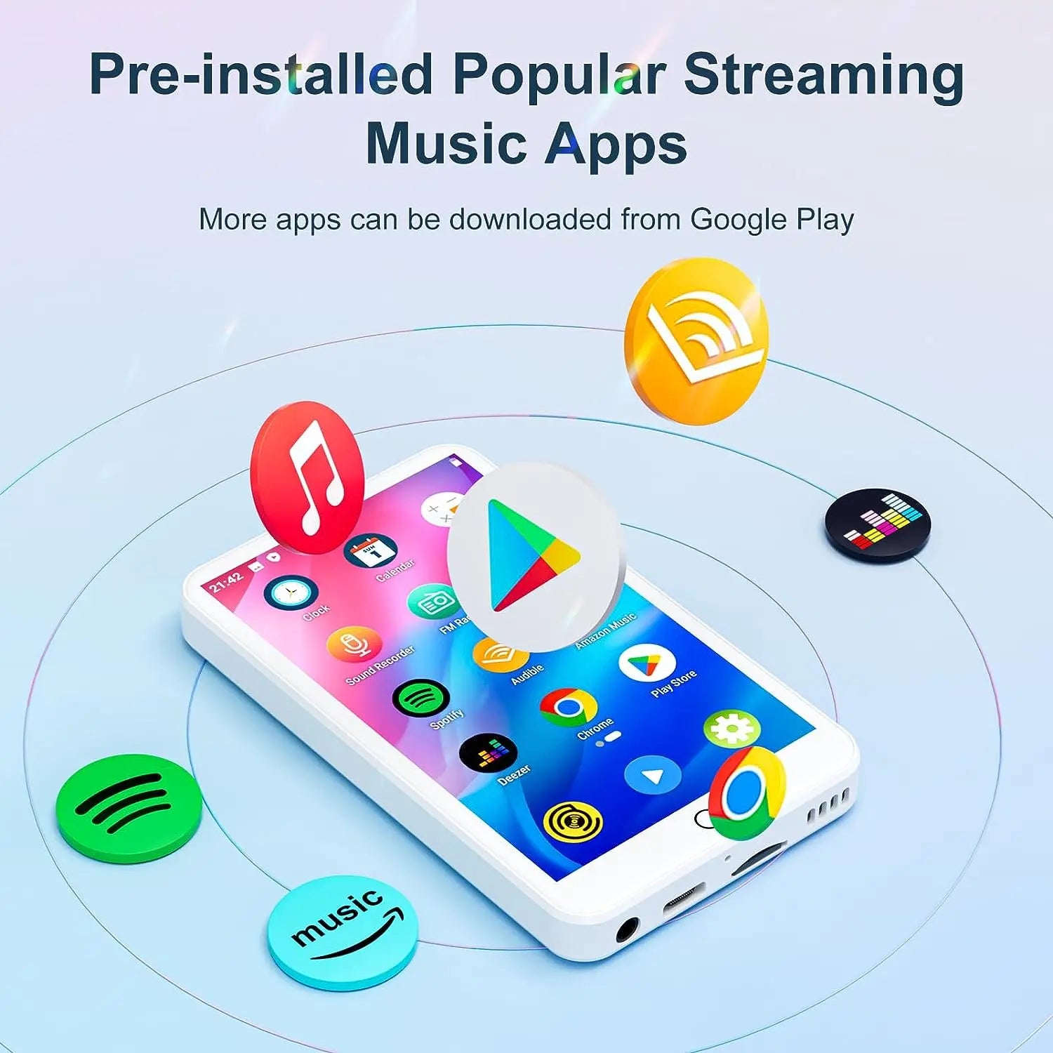 Lecteur MP3 MP4 Android 9.0 WiFi & Bluetooth – Écran 4", Spotify, 16 Go | MECHEN H1 Pro