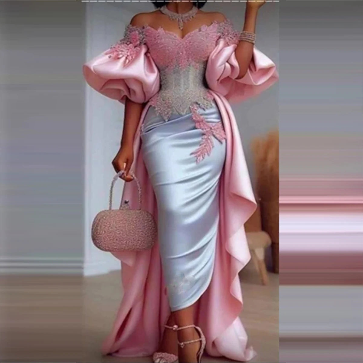 Robe de bal dentelle épaules dénudées – CLEVI Paris