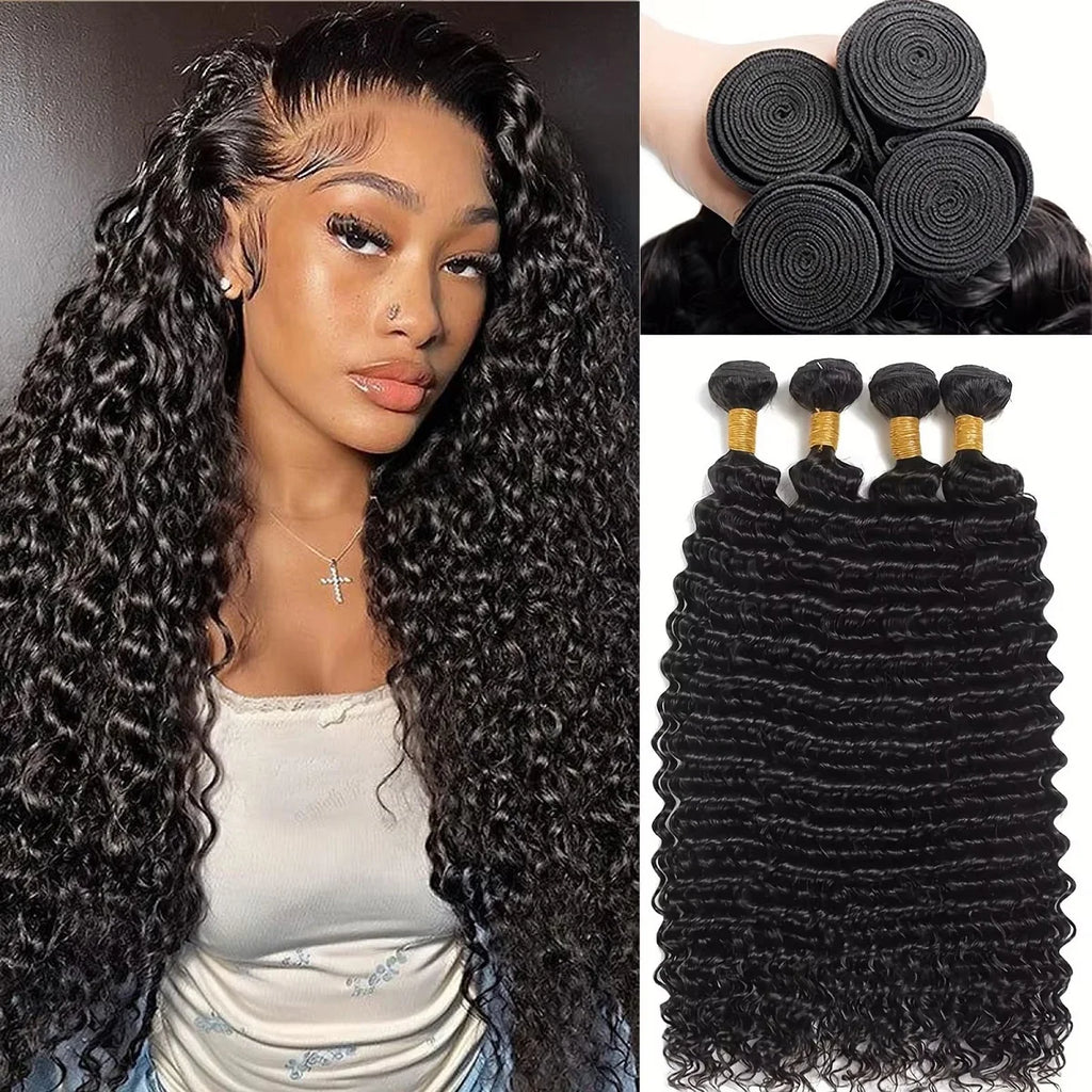 Bundles Deep Wave Cheveux Humains Remy Brésiliens – CLEVI Paris
