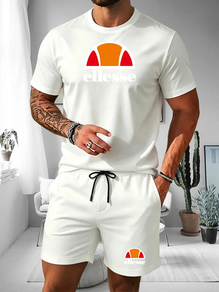 Ensemble 2 Pièces Homme T-shirt Col Rond + Short Cordon Été 2026 – Casual Sport, 20 Coloris, S à XXL – CLEVI Paris