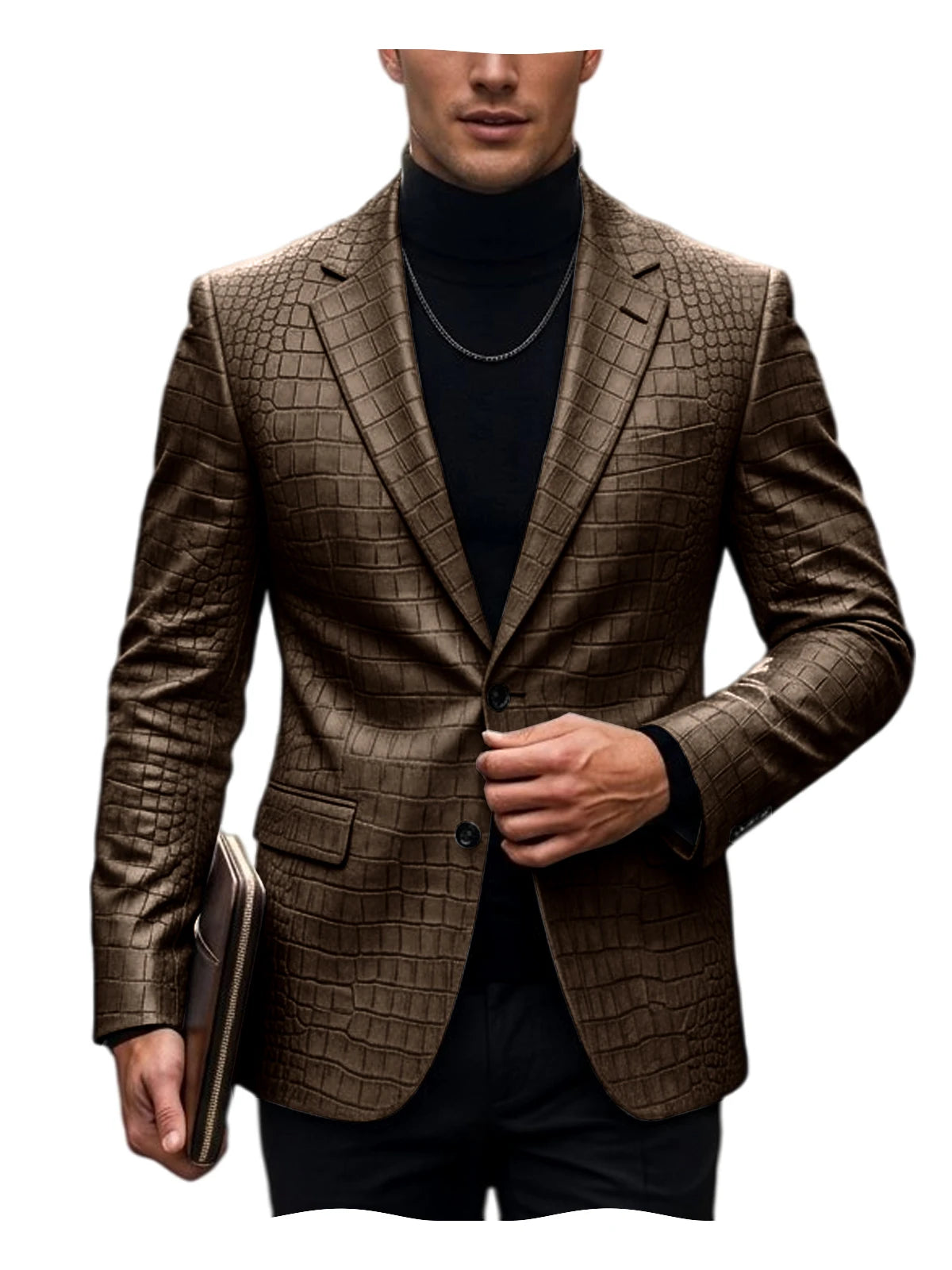Blazer homme simili cuir crocodile à 2 boutons – CLEVI Paris