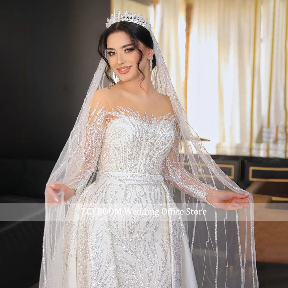 Robe de mariée sirène en organza et tulle brodé - CLEVI Paris