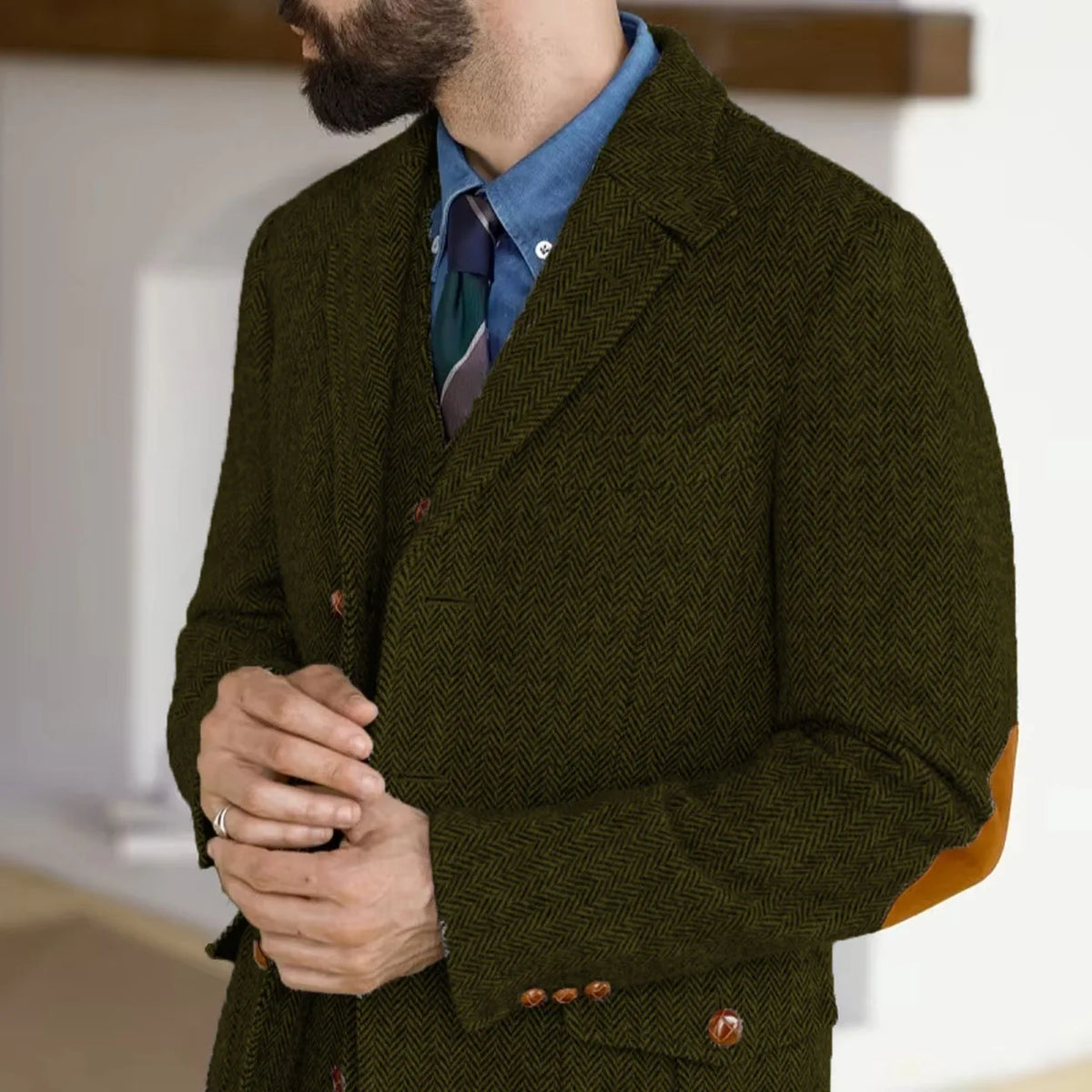 Blazer homme en tweed à chevrons – CLEVI Paris