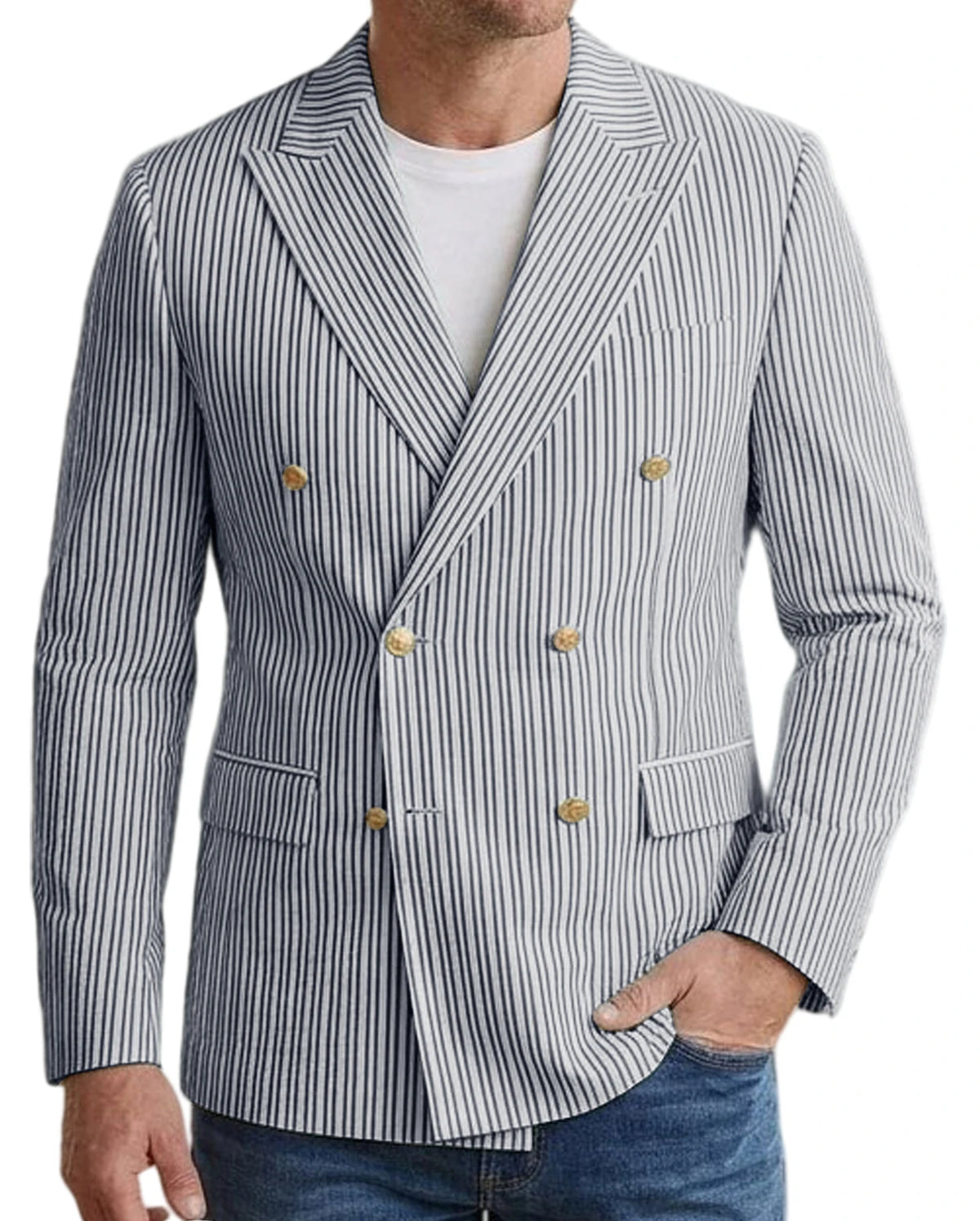 Blazer homme rayé double boutonnage – CLEVI Paris