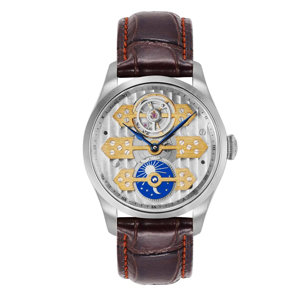 FARASUTE 5570A Montre Homme Mécanique Manuelle Saphir Cuir Étanche 5ATM – CLEVI Paris