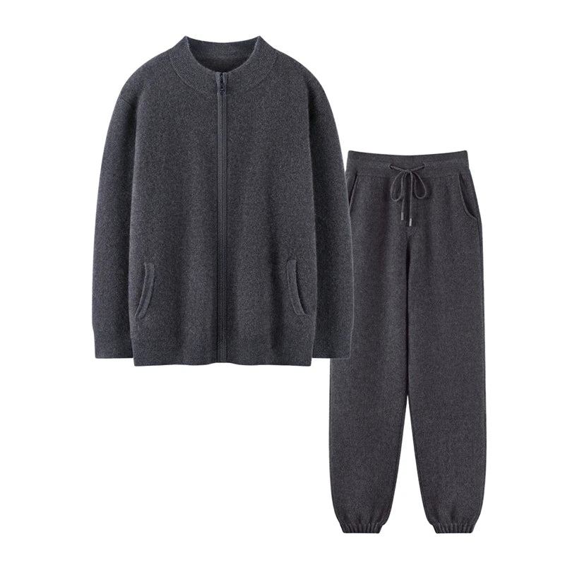 Ensemble homme en cachemire zippé 2 pièces – CLEVI Paris