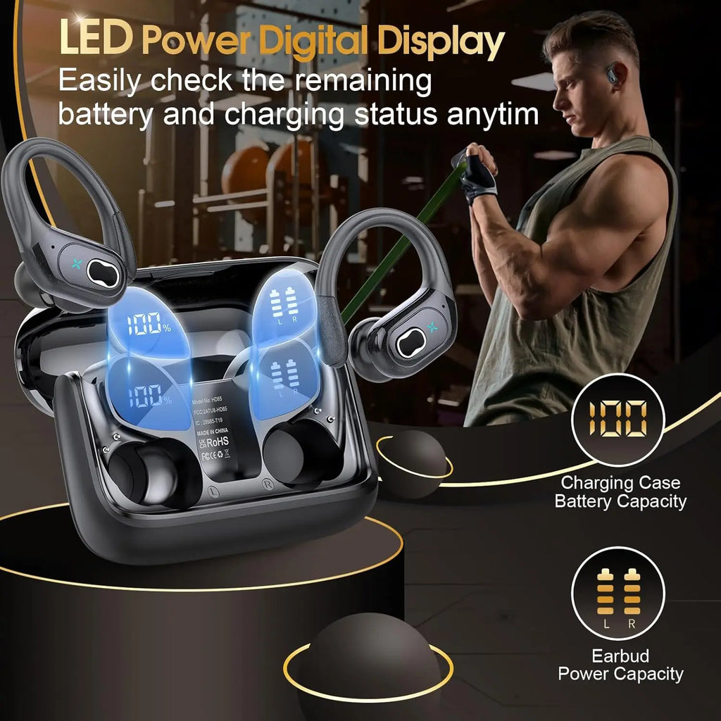 Écouteurs TWS GDLYL HD65 Bluetooth 5.4 75H LED IPX7 – CLEVI Paris