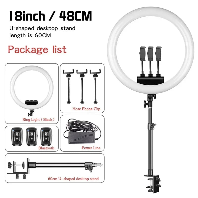 Anneau LED SH 18 pouces et supports au choix – CLEVI Paris