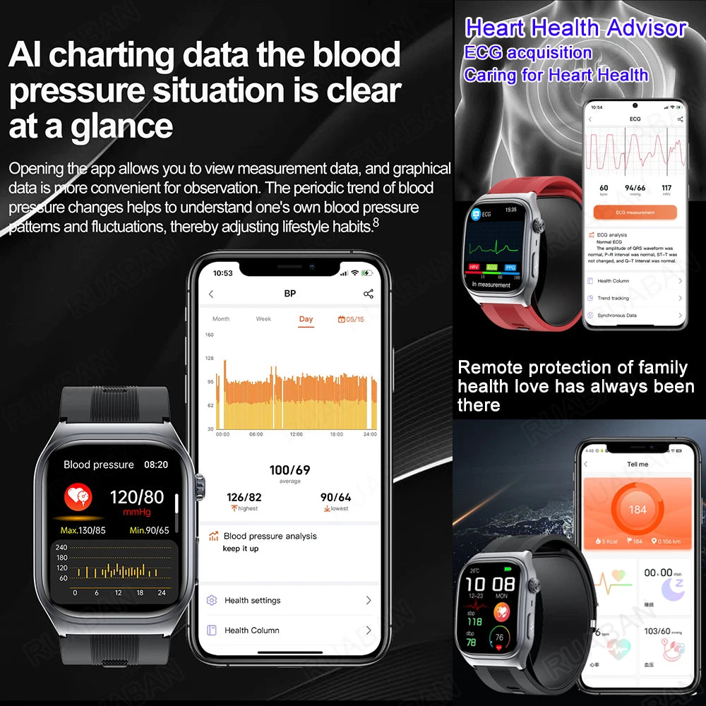Montre RNABAU AMOLED incurvé 2,06″ Bluetooth – CLEVI Paris