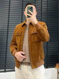 Veste homme marron zippée à col rabattu – CLEVI Paris