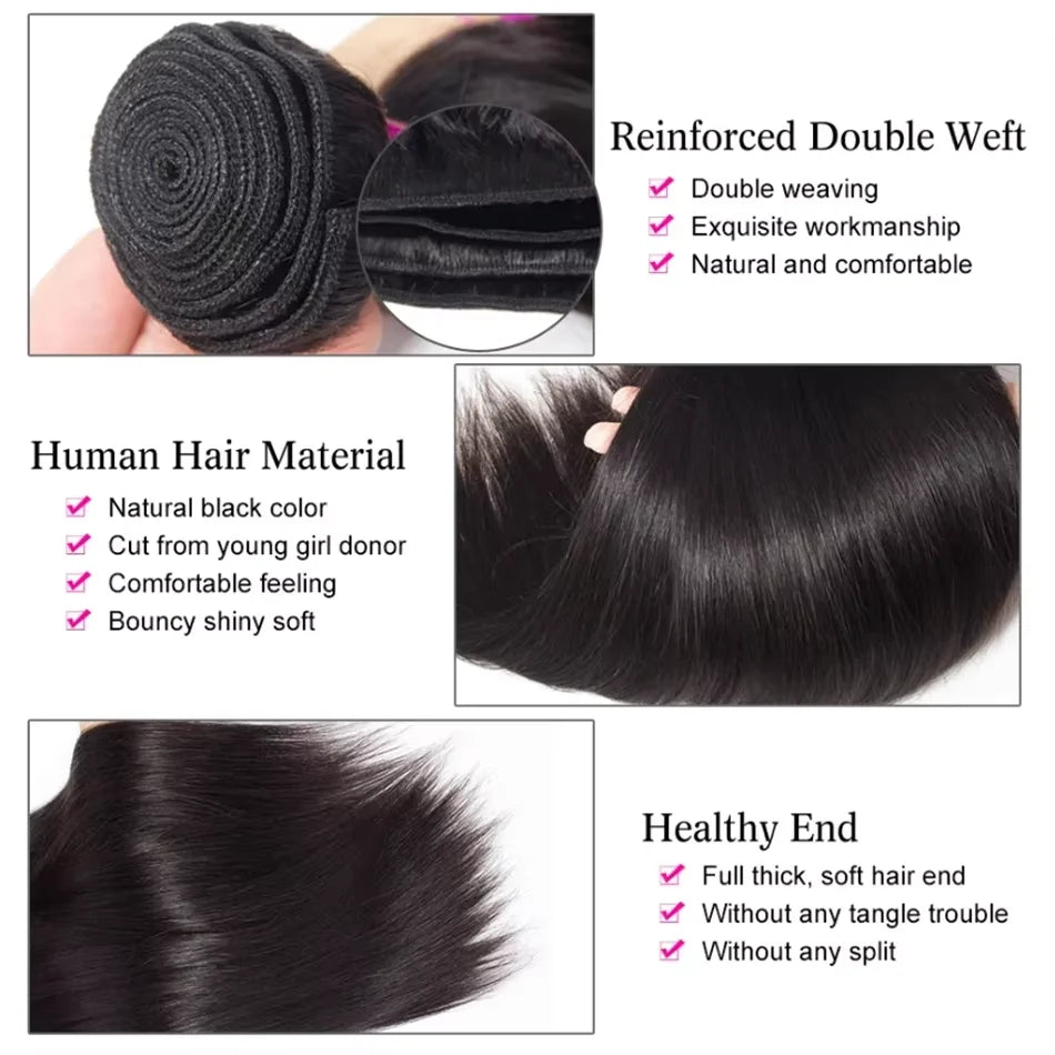 Straight Bundles Cheveux Humains Péruviens Remy Hair 10-40 Pouces – CLEVI Paris