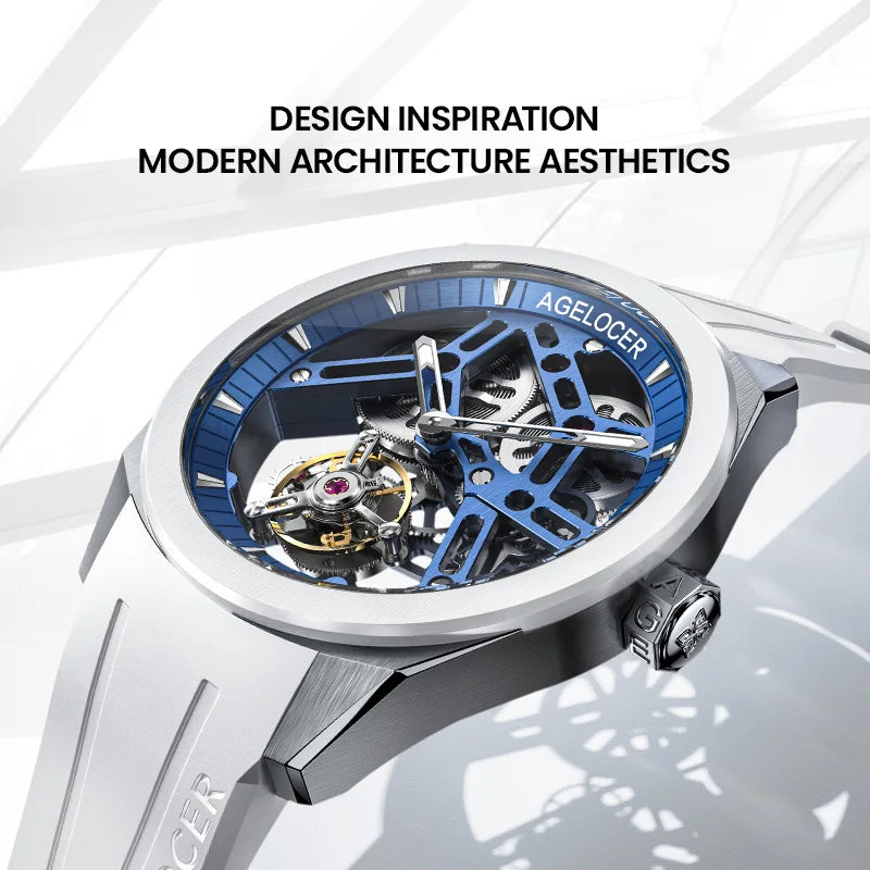 Montre Homme Flying Tourbillon Squelette Lunette Céramique 80h Agelocer Cal.A9001 Prix EID – CLEVI Paris