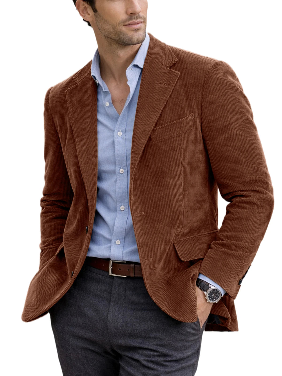 Blazer homme en velours côtelé à 2 boutons – CLEVI Paris