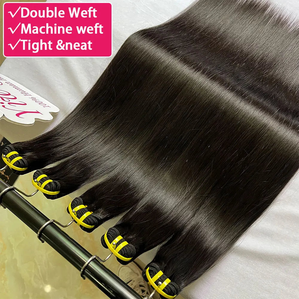 Bundles Bone Straight Cheveux Humains Vietnamiens Virgin Hair 100% Double Weft Noir Naturel 10-36 Pouces – CLEVI Paris